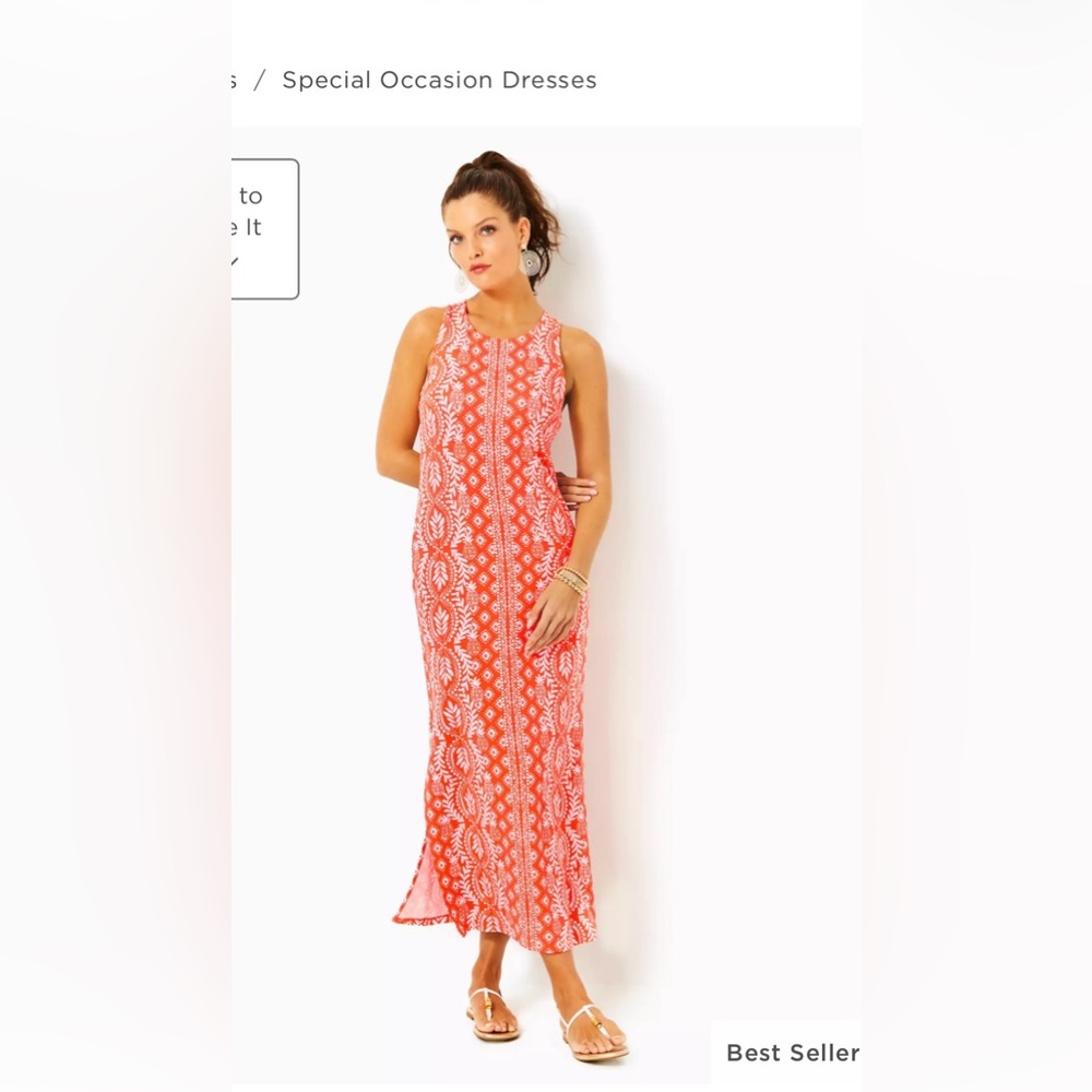 NWT Lilly ULLA Maxi in Flamingo Feather Harbour View Engineered knit dress